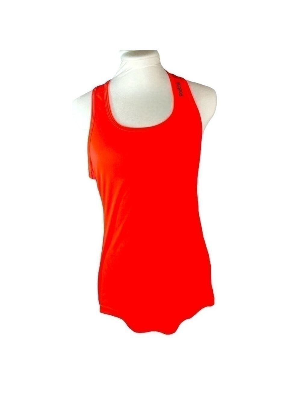 REEBOK racerback tank neon orange mesh insert on back branded size S